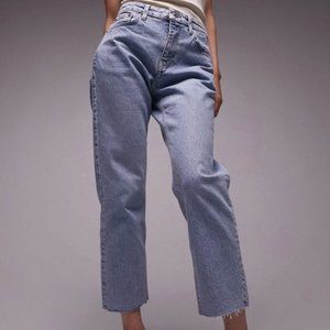 NWT [TOPSHOP] Raw Hem Crop Straight Leg Jeans (25P)